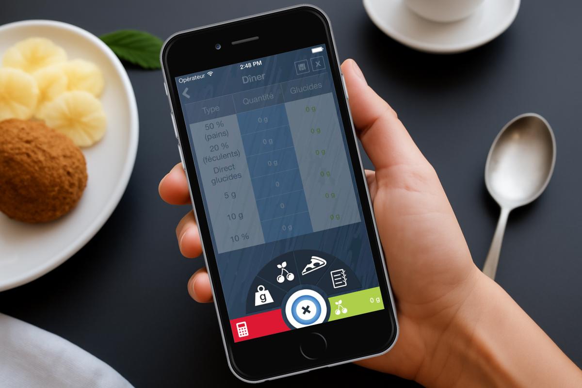 Screenshot of the sugar tracking app
