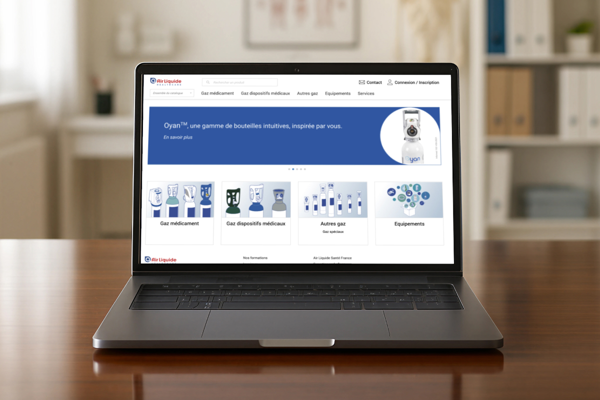 Screenshot of the medical gas eCommerce portal